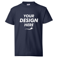 Hanes Youth EcoSmart® T-Shirt, Navy, Front view, Mockup