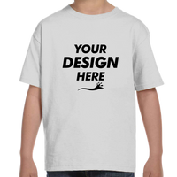 Hanes Youth Essential-T T-Shirt, Ash, Front view, Mockup