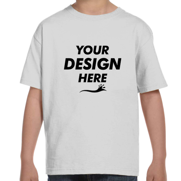 Hanes Youth Essential-T T-Shirt, Ash, Front view, Mockup
