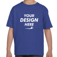 Hanes Youth Essential-T T-Shirt, Deep Royal, Front view, Mockup