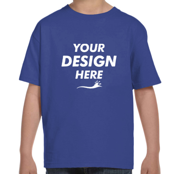 Hanes Youth Essential-T T-Shirt, Deep Royal, Front view, Mockup