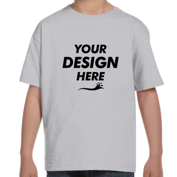 Hanes Youth Essential-T T-Shirt, Light Steel, Front view, Mockup