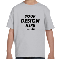Hanes Youth Essential-T T-Shirt, Light Steel, Front view, Mockup