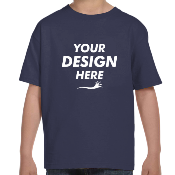 Hanes Youth Essential-T T-Shirt, Navy, Front view, Mockup