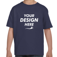 Hanes Youth Essential-T T-Shirt, Navy, Front view, Mockup