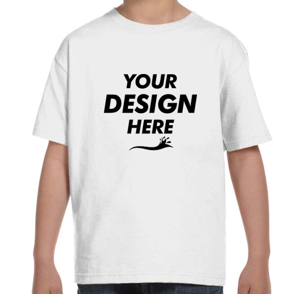 Hanes Youth Essential-T T-Shirt, White, Front view, Mockup
