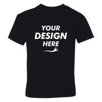 Hanes Youth Perfect-T T-Shirt, Black, Front view, Mockup