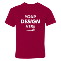 Hanes Youth Perfect-T T-Shirt, Deep Red, Front view, Mockup