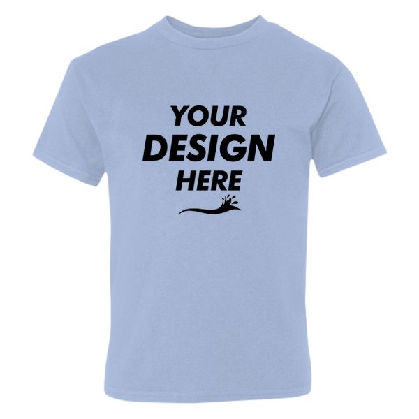 Hanes Youth Perfect-T T-Shirt, Light Blue, Front view, Mockup