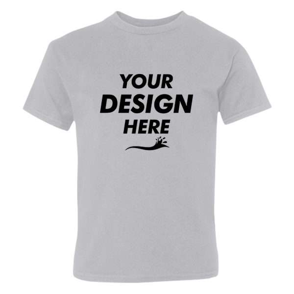 Hanes Youth Perfect-T T-Shirt, Light Steel, Front view, Mockup