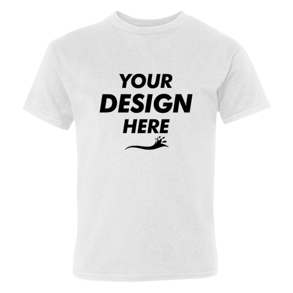 Hanes Youth Perfect-T T-Shirt, White, Front view, Mockup