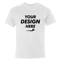 Hanes Youth Perfect-T T-Shirt, White, Front view, Mockup