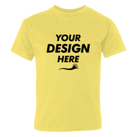 Hanes Youth Perfect-T T-Shirt, Yellow, Front view, Mockup