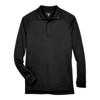 Harriton Men's Advantage Long Sleeve Tactical Polo, Black, Front view