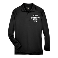 Harriton Men's Advantage Long Sleeve Tactical Polo, Black, Front view, Mockup