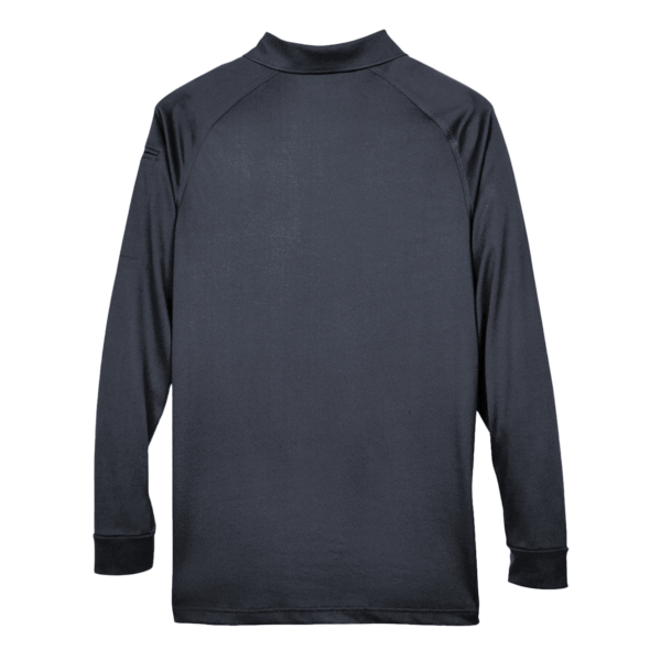 Harriton Men's Advantage Long Sleeve Tactical Polo, Dark Charcoal, Back view