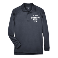 Harriton Men's Advantage Long Sleeve Tactical Polo, Dark Charcoal, Front view, Mockup