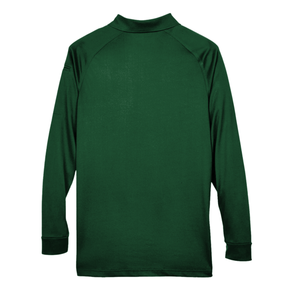 Harriton Men's Advantage Long Sleeve Tactical Polo, Dark Green, Back view