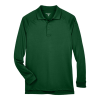 Harriton Men's Advantage Long Sleeve Tactical Polo, Dark Green, Front view