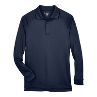 Harriton Men's Advantage Long Sleeve Tactical Polo, Dark Navy, Front view