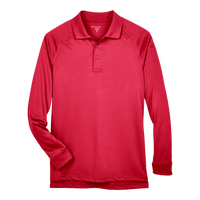 Harriton Men's Advantage Long Sleeve Tactical Polo, Red, Front view
