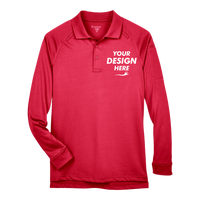 Harriton Men's Advantage Long Sleeve Tactical Polo, Red, Front view, Mockup