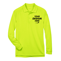 Harriton Men's Advantage Long Sleeve Tactical Polo, Safety Yellow, Front view, Mockup