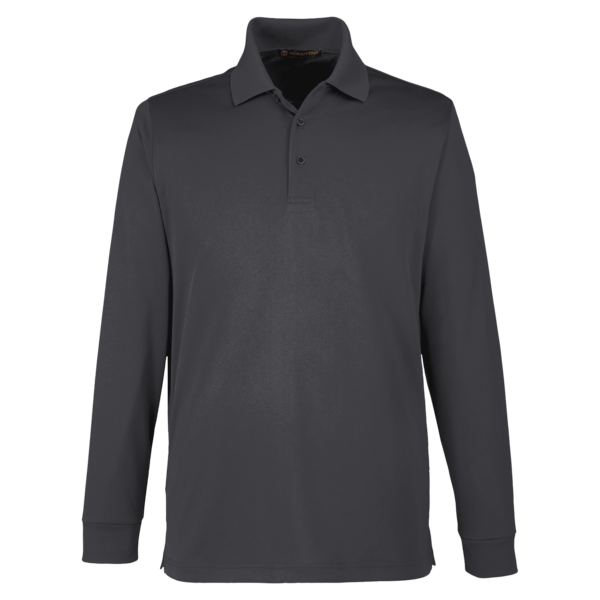 Harriton Men's Advantage Snag Protection Plus IL Long Sleeve Polo, Dark Charcoal, Front view