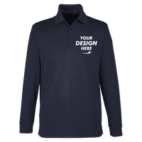 Harriton Men's Advantage Snag Protection Plus IL Long Sleeve Polo, Dark Navy, Front view, Mockup