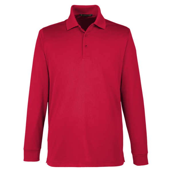 Harriton Men's Advantage Snag Protection Plus IL Long Sleeve Polo, Red, Front view