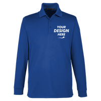 Harriton Men's Advantage Snag Protection Plus IL Long Sleeve Polo, True Royal, Front view, Mockup