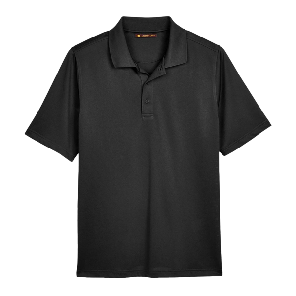 Harriton Men's Advantage Snag Protection Plus Polo, Black, Front view