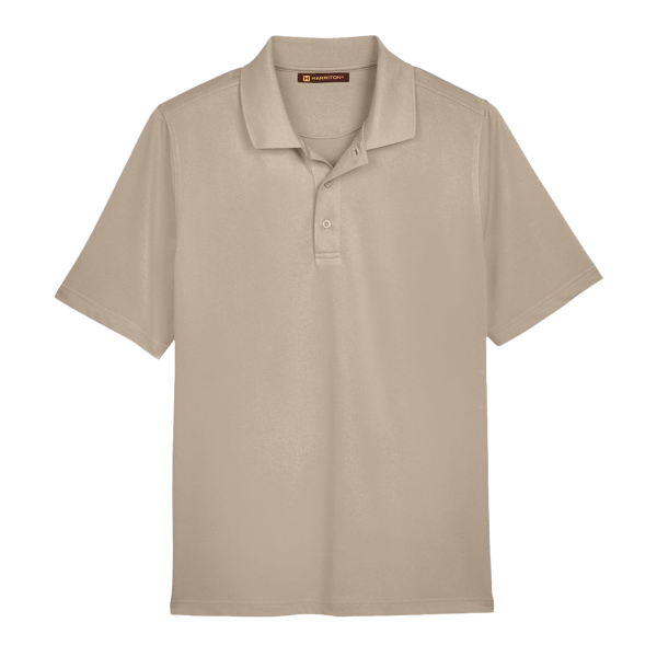 Harriton Men's Advantage Snag Protection Plus Polo, Khaki, Front view