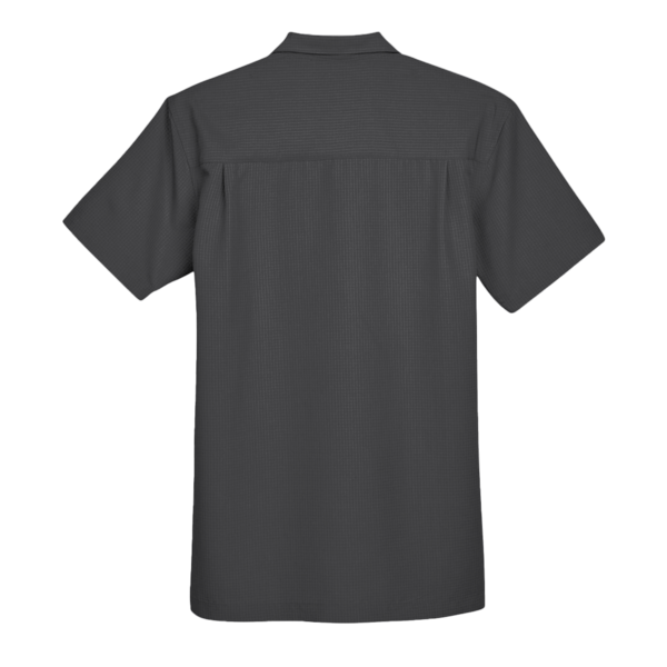 Harriton Men's Barbados Textured Camp Shirt, Black, Back view