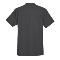 Harriton Men's Barbados Textured Camp Shirt, Black, Back view