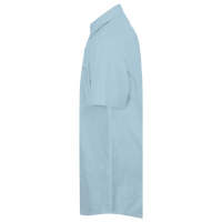 Harriton Men's Barbados Textured Camp Shirt, Cloud Blue, Left Sleeve view