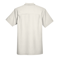 Harriton Men's Barbados Textured Camp Shirt, Cream, Back view