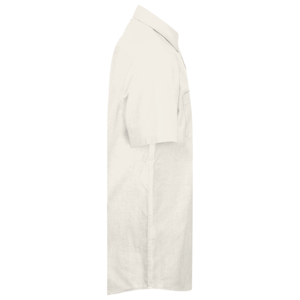Harriton Men's Barbados Textured Camp Shirt, Cream, Right Sleeve view