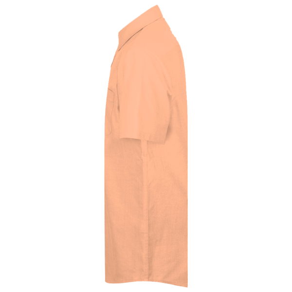 Harriton Men's Barbados Textured Camp Shirt, Nectarine, Left Sleeve view