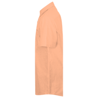Harriton Men's Barbados Textured Camp Shirt, Nectarine, Left Sleeve view