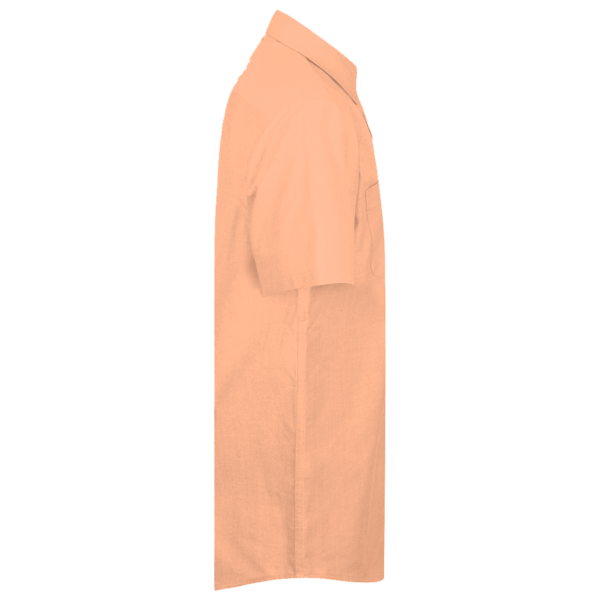 Harriton Men's Barbados Textured Camp Shirt, Nectarine, Right Sleeve view