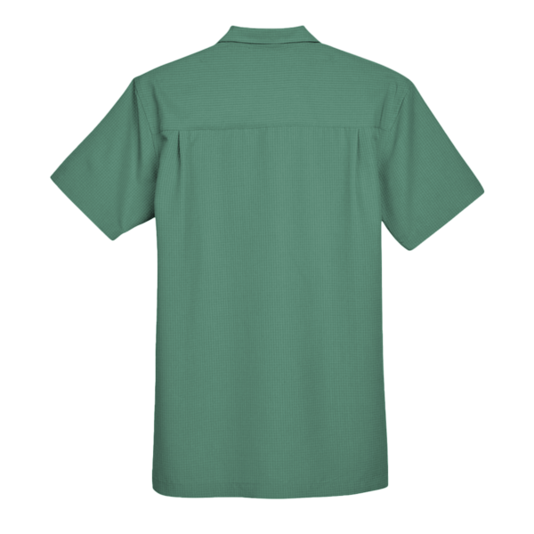 Harriton Men's Barbados Textured Camp Shirt, Palm Green, Back view