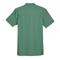 Harriton Men's Barbados Textured Camp Shirt, Palm Green, Back view