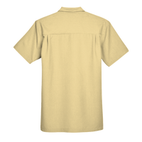 Harriton Men's Barbados Textured Camp Shirt, Pineapple, Back view