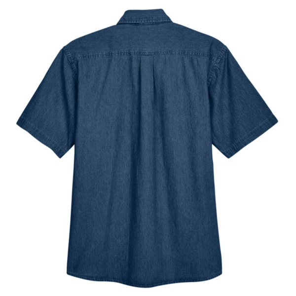 Harriton Men's Denim Shirt, Dark Denim, Back view