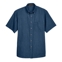 Harriton Men's Denim Shirt, Dark Denim, Front view