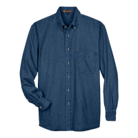 Harriton Men's Denim Shirt, Dark Denim, Front view