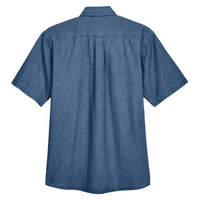 Harriton Men's Denim Shirt, Light Denim, Back view