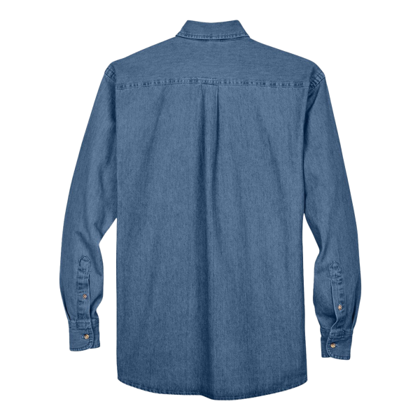 Harriton Men's Denim Shirt, Light Denim, Back view