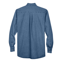 Harriton Men's Denim Shirt, Light Denim, Back view